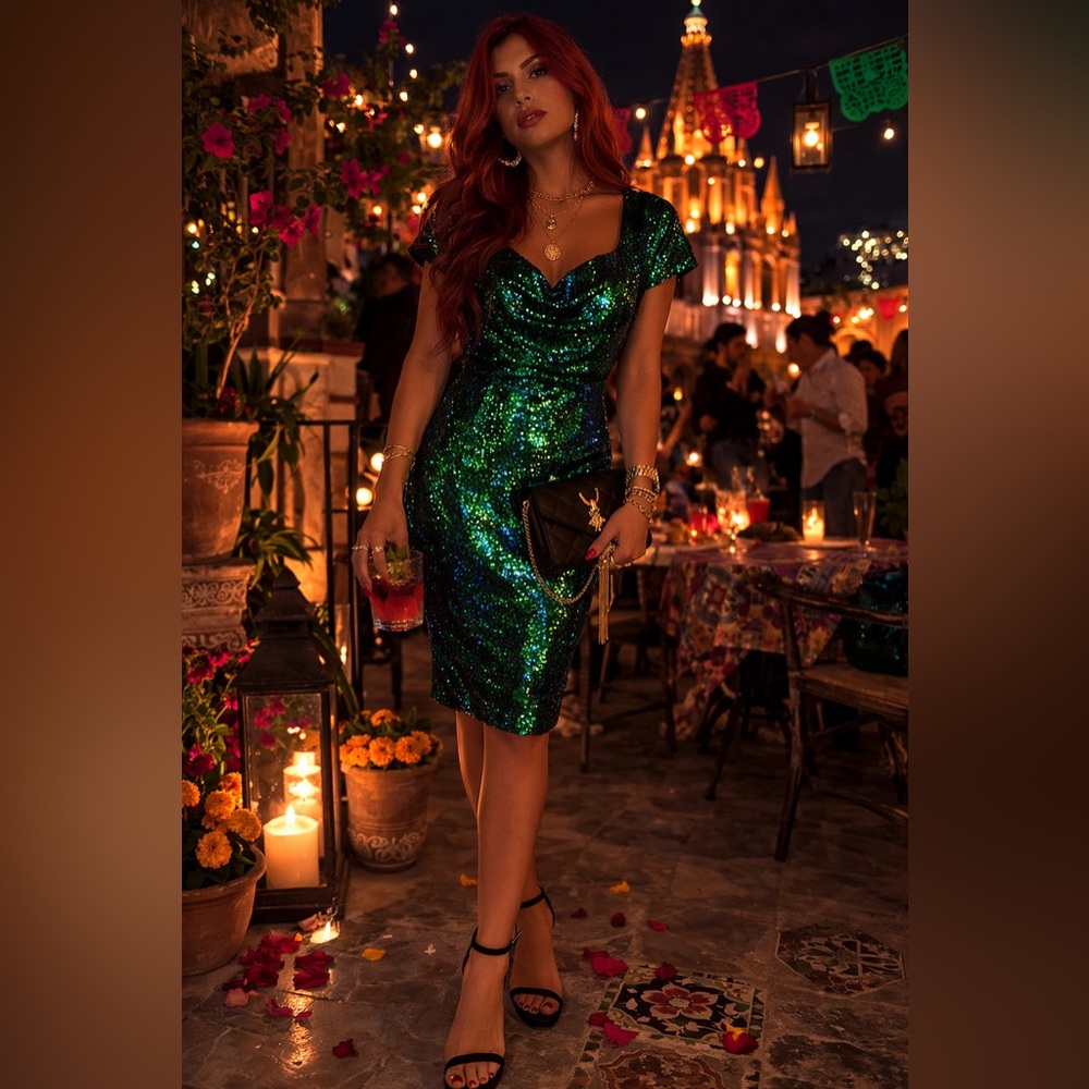 Emerald Green Sequin Cocktail Dress – NWT
